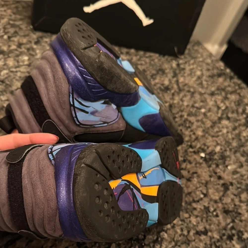 Nike Air Jordan 8 Retro Black and Blue Sneakers EUC 10.5